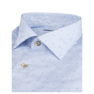 Stenstrom's Casual Houndstooth Twill Shirt in Light Blue