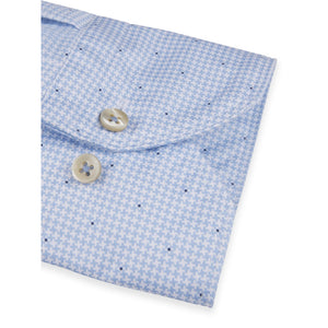 Stenstrom's Casual Houndstooth Twill Shirt in Light Blue