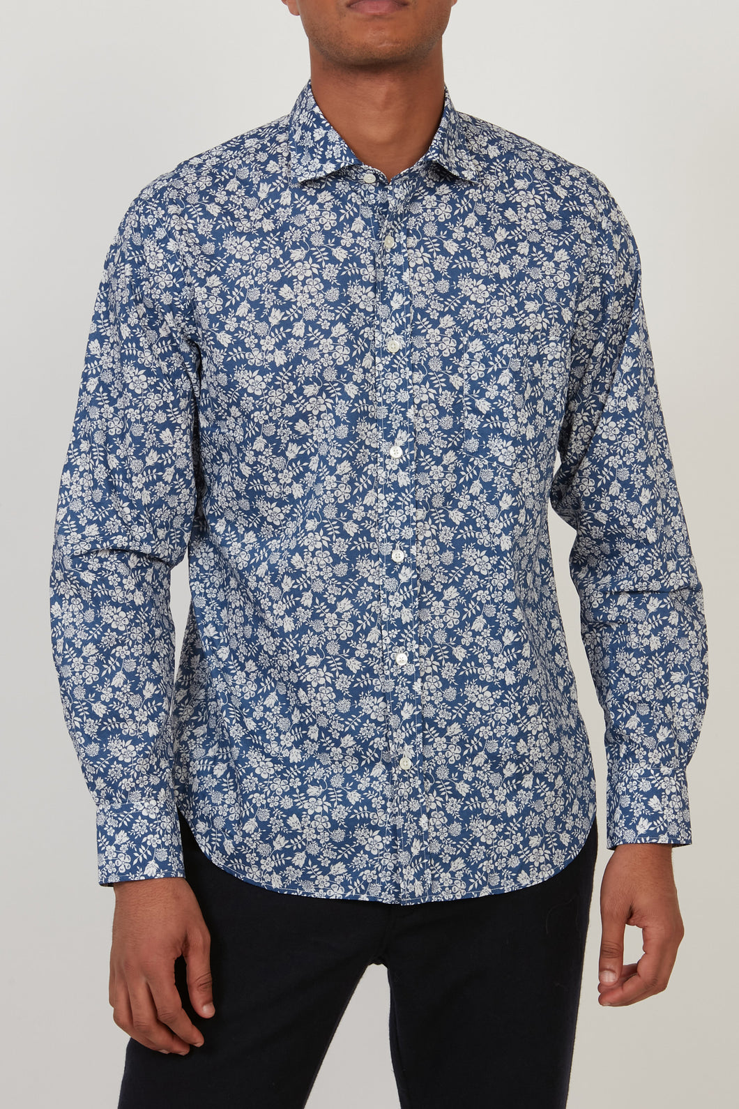 Hartford Men's Shirt in Blue/White Print