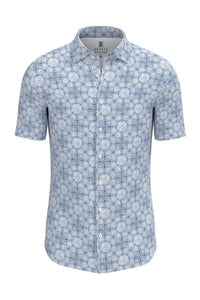Desoto Short-Sleeve Solid Jersey Shirt in Blue Swirl