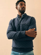 Load image into Gallery viewer, Faherty Epic Quilted Fleece Pullover in Navy Melange
