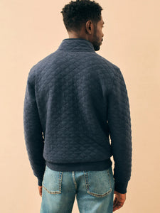 Faherty Epic Quilted Fleece Pullover in Navy Melange