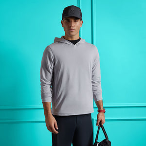 G/FORE Brushed Back Tech Hoodie in Light Heather Grey