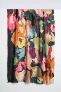 Women's Kinross Winter Floral Print Scarf in Black Multi