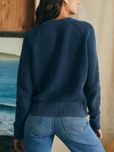 Load image into Gallery viewer, Faherty Women&#39;s Sunwashed Fisherman Cardigan in Mood Indigo

