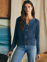 Load image into Gallery viewer, Faherty Women&#39;s Sunwashed Fisherman Cardigan in Mood Indigo
