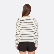 Load image into Gallery viewer, AC Oversize Texture Stripe Pullover in Starch/Navy
