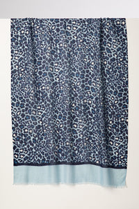 Women's Kinross Leopard Print Scarf in Sky Multi