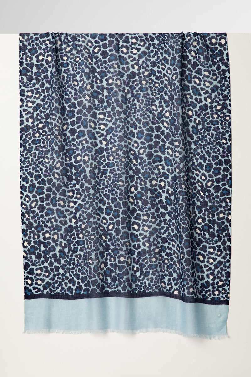 Women's Kinross Leopard Print Scarf in Sky Multi