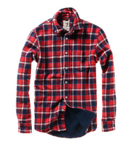 Load image into Gallery viewer, Relwen Men&#39;s Double-Faced Flannel in Red/Navy Plaid
