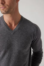 Load image into Gallery viewer, Raffi Cashmere V-Neck Sweater in Granite
