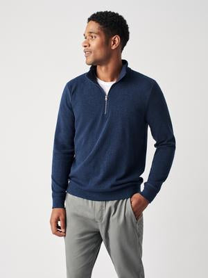 Faherty Legend Sweater 1/4 Zip in Navy
