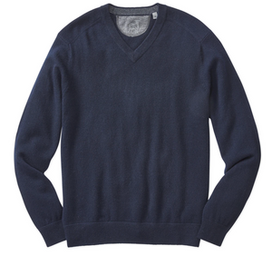 Raffi Cashmere V-Neck Sweater in Indigo