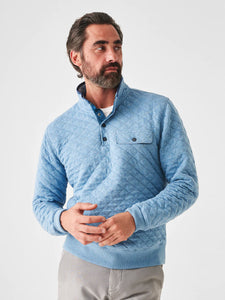 Faherty Epic Quilted Fleece Pullover in Sea Coast Melange